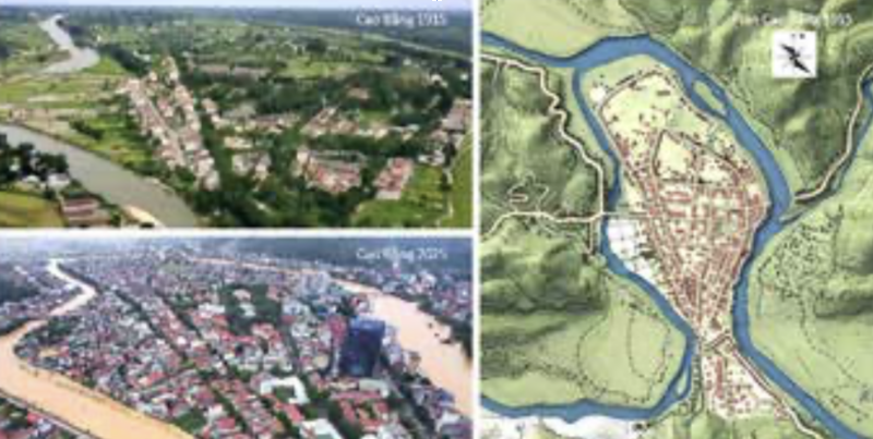 Quá trình đô thị hóa và mở rộng đô thị Cao Bằng (1915 – 2025) thu hẹp vùng trữ nước ven sông, ngập lụt trở nên nghiêm trọng khi có mưa cực đoan
